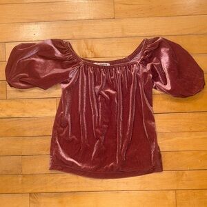 Pink Velvet Puff Sleeve Blouse girls size 8 old navy